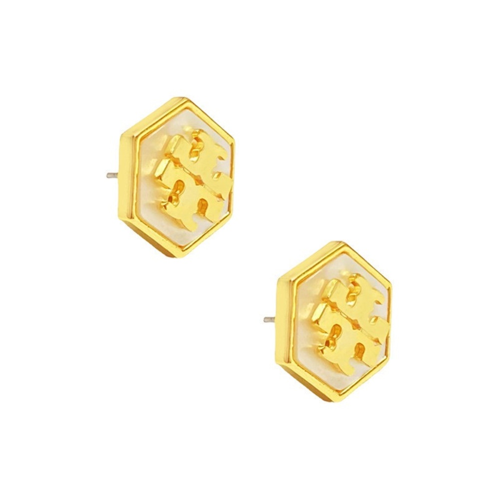 Tory Burch Gold Hexagon Stud Earrings